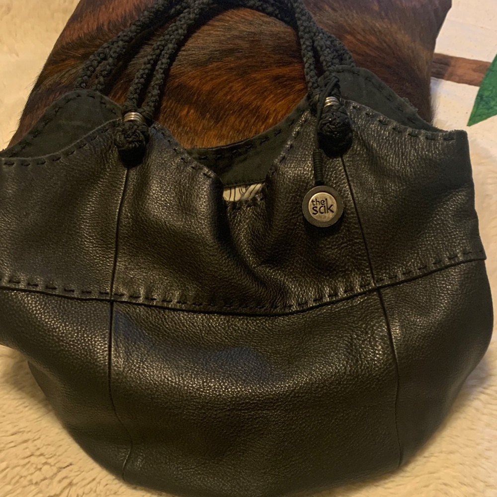 The Sak Dark Leather Hobo Bag with Braided Handles